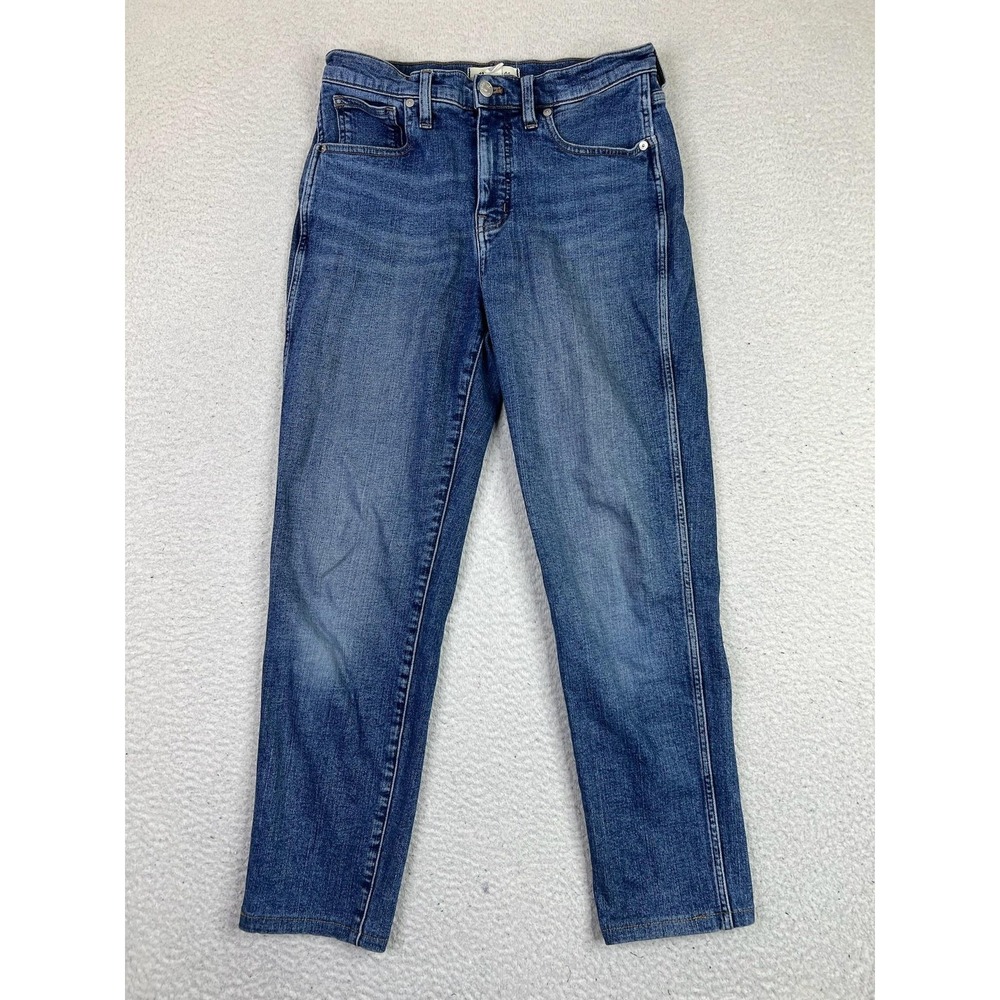 Madewell Stovepipe Jeans Womens 27 Blue High Rise Crop Straight Stretch Denim